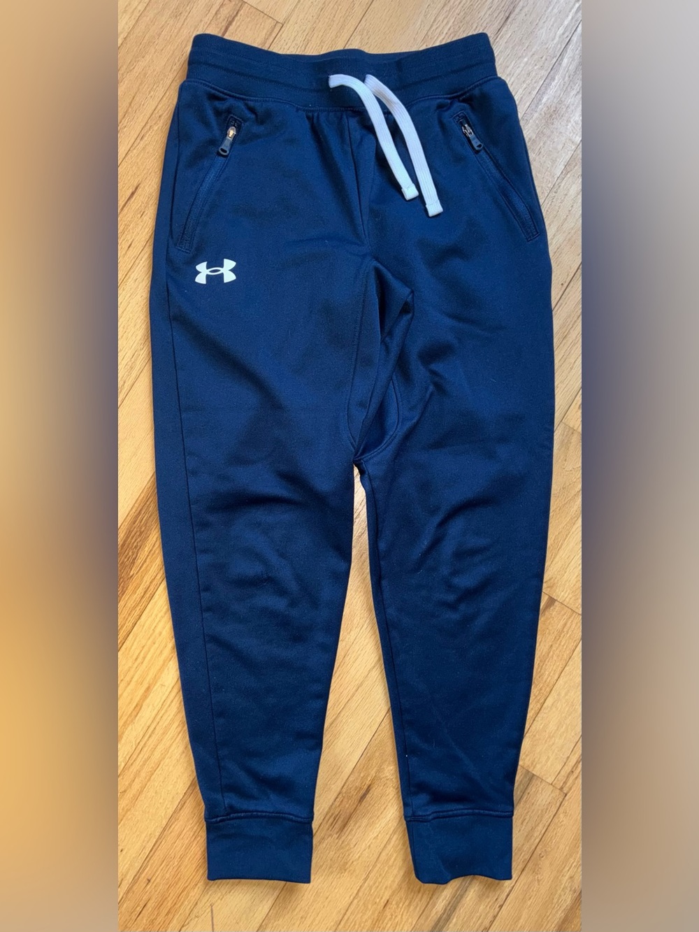 Under Armour Boys Navy Jogger Sweatpants with White Logo